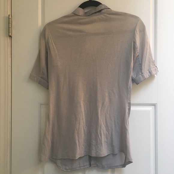 Jacob mixed media silver/grey tunic shirt button-up top - Picture 2 of 7